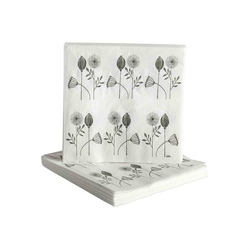 Lunchservett Frökapsel svart 20st, 33x33cm