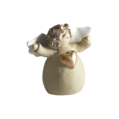 Engel kleines Herz, gold H.6cm