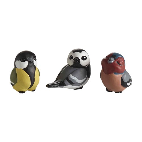 Vögel, Kohlmeise, Bachstelze, Buchfink, 3er-Set, H.3,5cm
