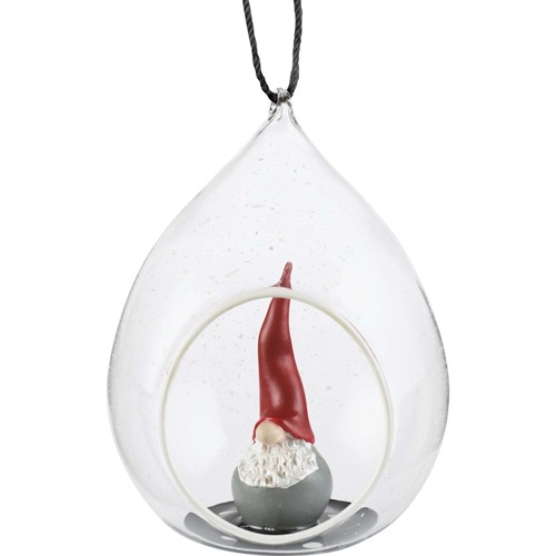 Glaskula Dekortomte liten, H.10,5cm