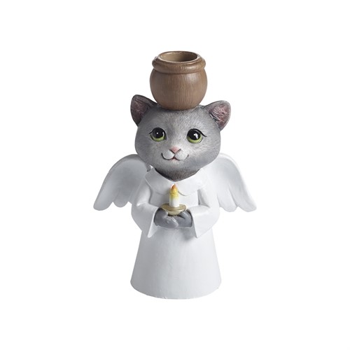 Kerzenständer Katze als Engel, H.14,8cm