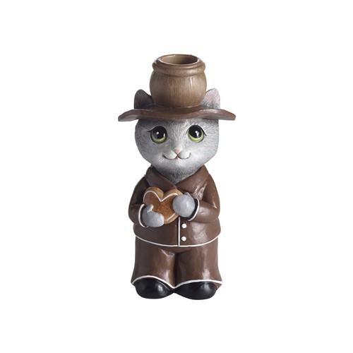 Kerzenständer Katze als Lebkuchen, H.14,8cm