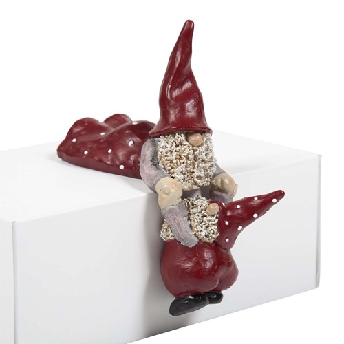 Tomtarna Elmer &amp; Max hänger på kant H.14cm