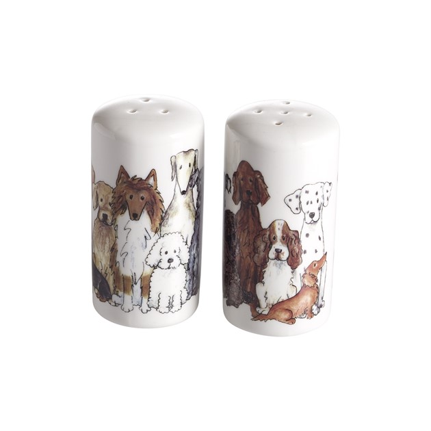 Salt/Pepper set Dog, H.8cm