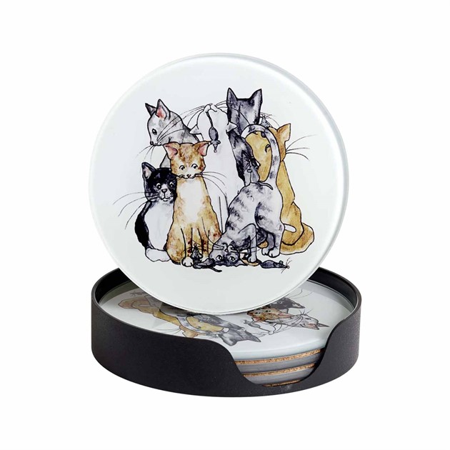 Coaster Cat 4pcs, Ø10cm