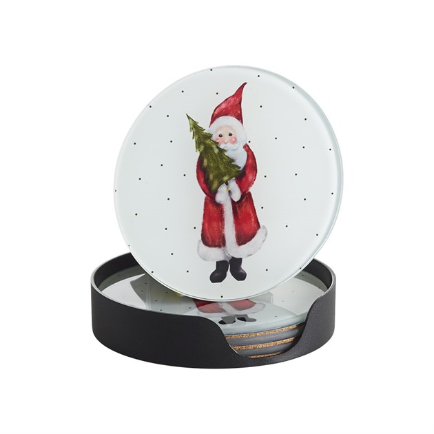 Glasunderlägg Julefrid 4st, Ø10cm