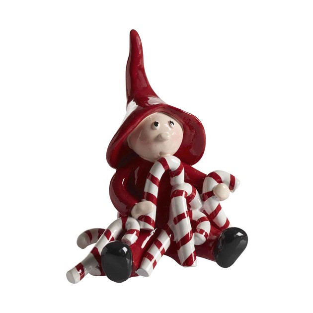 Wichtel Nisse mit Zuckerstange, groß H.10,5cm