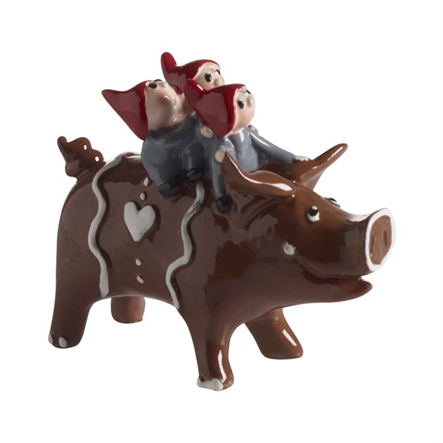Wichtel Nisse mit Lebkuchenschwein, H.6,5cm
