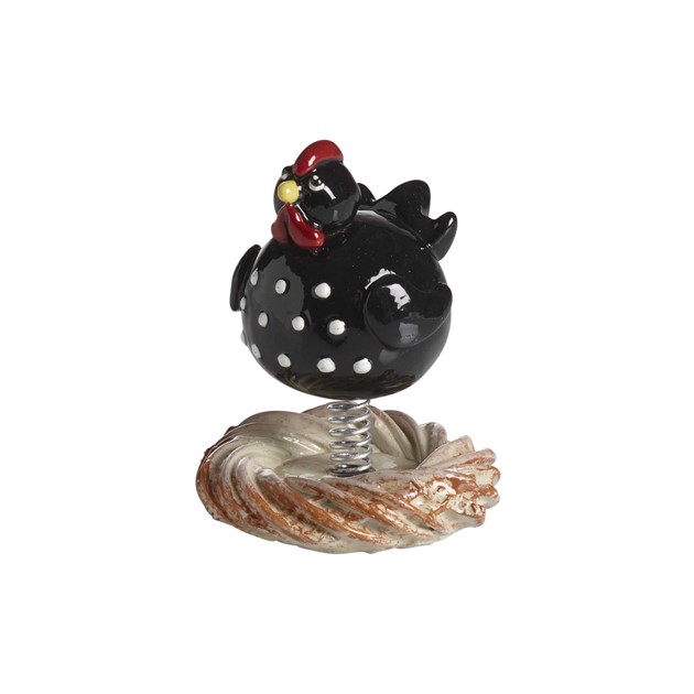 Henne auf Nest schaukelnd, schwarz H.6,5cm
