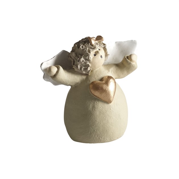 Engel kleines Herz, gold H.6cm