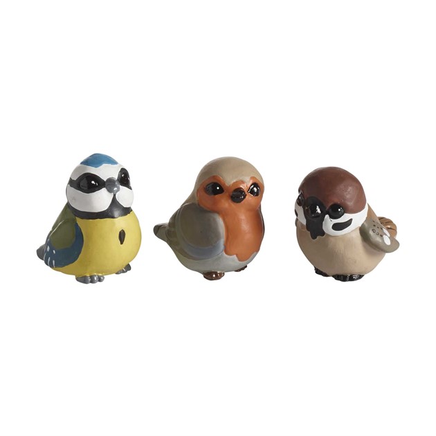 Vögel, Blaumeise, Rotkehlchen, sperling, 3er-Set, H.3,5cm