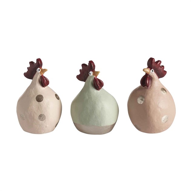 Hühner Soft, Puder, Pistazie,Aprikose,  3er-Set,H.5,2cm