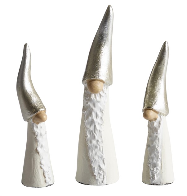 Tomten den långa vit 3 st H.7-9cm