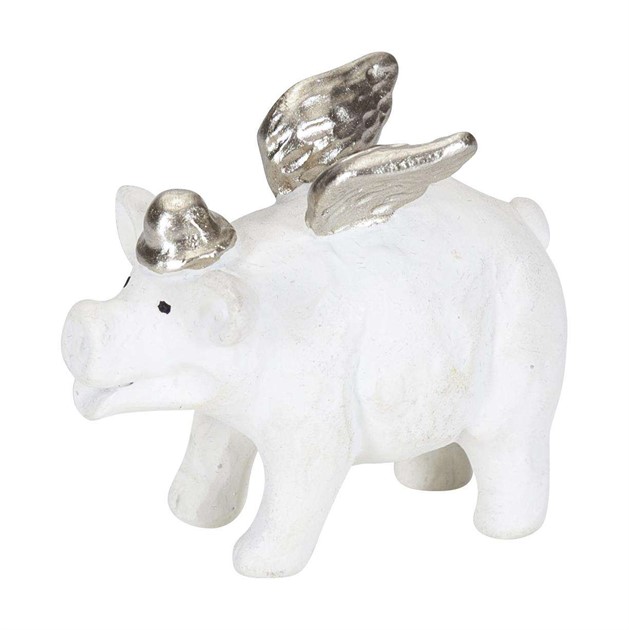 Pig with wing white H.5.5cm