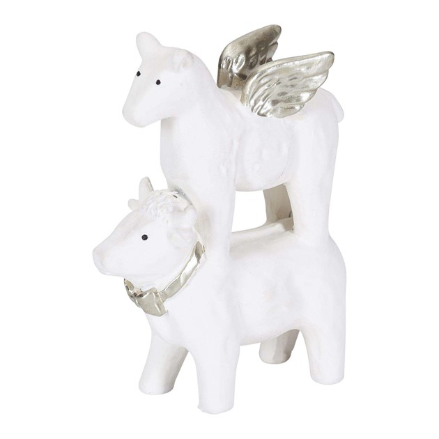 Cow and horse white H.9.5cm