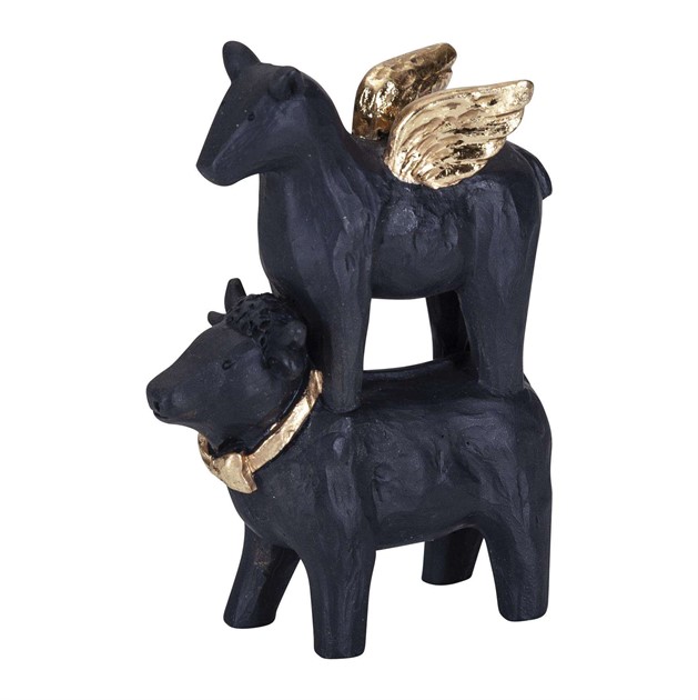 Cow and horse black H.9.5cm